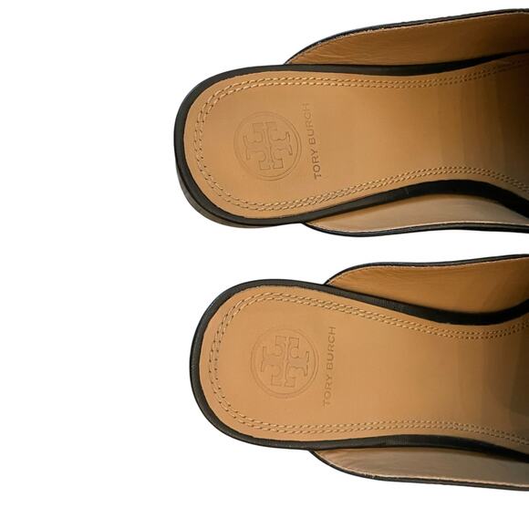 TORY BURCH Black Leather Slip-On Loafer Mules US 8.5 EU 39 - Picture 9 of 16